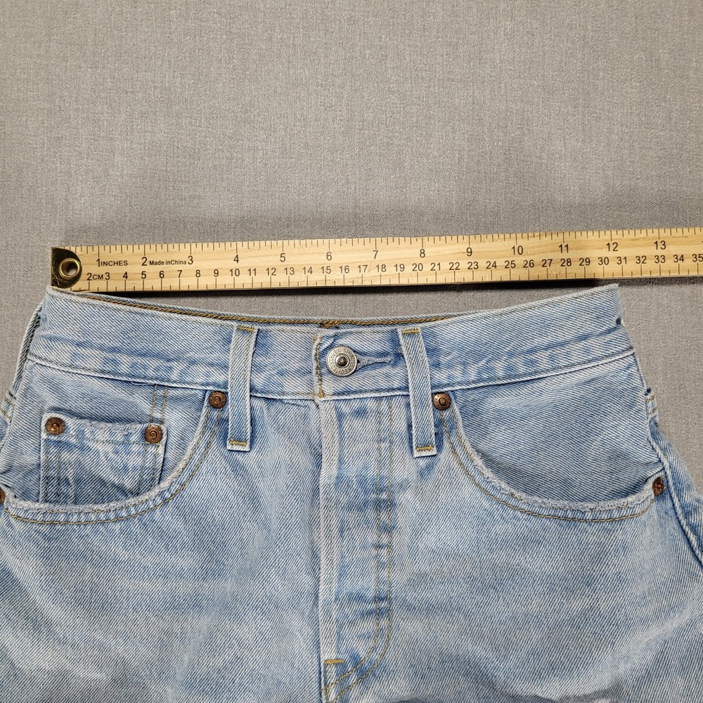 Levi's 501 Premium Cut Off Shorts Womens W24 Blue Button Fly Raw Hem Distressed - Picture 10 of 11